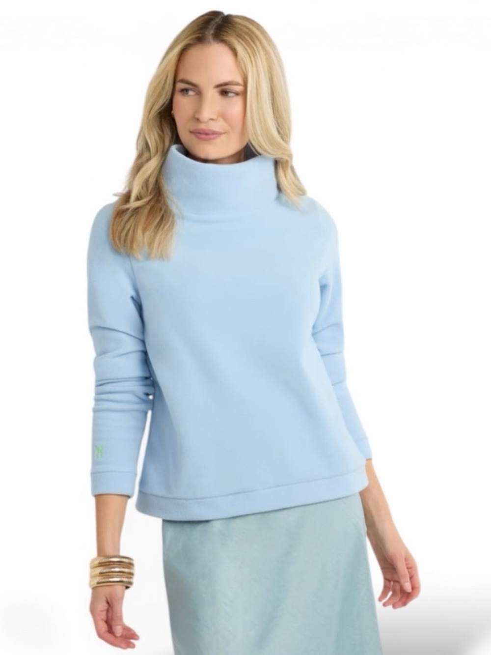 Dudley Stephens Park Slope Vello Fleece Pullover in Ice Blue size Large